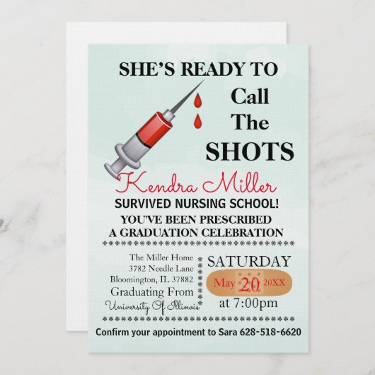 Sie ist bereit, die Schüsse zu nennen Abschluss Einladung (Vorne/Hinten)