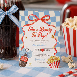 Sie ist bereit, die Soda-Cola-Retro-Baby-Party zu Einladung