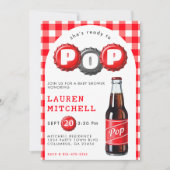 Sie ist bereit, eine Karierte Red Baby Dusche aus Einladung (Vorderseite)