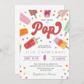 Sie ist bereit für den Pop der Popsicle Baby Dusch Einladung (Vorne/Hinten)