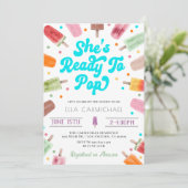 Sie ist bereit für den Pop der Popsicle Baby Dusch Einladung (Stehend Vorderseite)