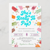Sie ist bereit für den Pop der Popsicle Baby Dusch Einladung (Vorne/Hinten)