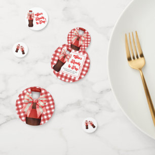 Sie ist bereit für die Babyparty zum Kinderfest  Konfetti