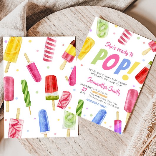 Sie ist bereit für Pop Babydusche Einladung
