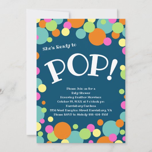 Sie ist bereit für Pop Babydusche Einladung (Vorderseite)