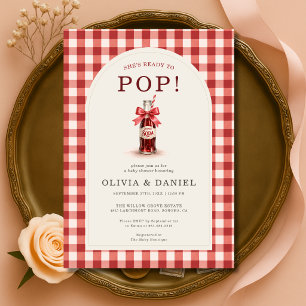 Sie ist bereit, Gingham-Paare zur Babyparty platze Einladung
