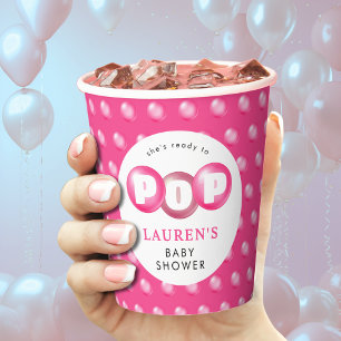 Sie ist bereit, Kaugummi-Rosa Baby-Party für Mädch Pappbecher