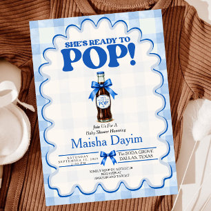 Sie ist bereit, Limonade Blau Gingham Baby Shower  Einladung