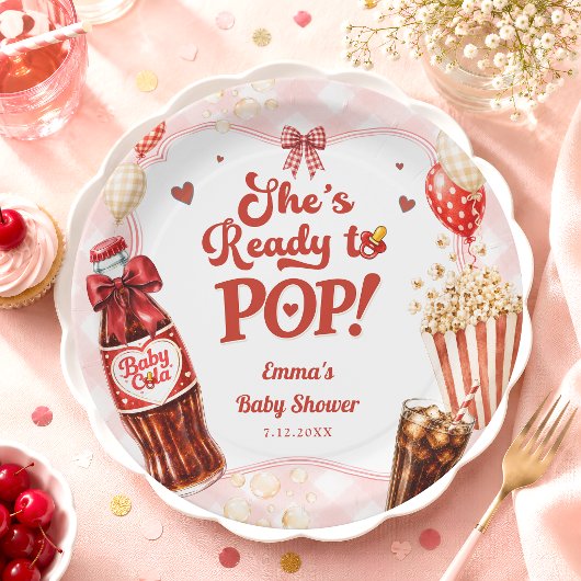Sie ist bereit, Limonade Gingham-Baby-Party zu spr Pappteller