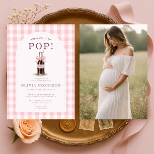 Sie ist bereit, Mädchen-Rosa Foto-Baby-Party Einladung