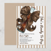Sie ist bereit, neutrale Schleife Baby Shower Einladung (Vorne/Hinten)
