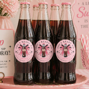 Sie ist bereit, Retro-Baby-Shower-Getränk zu knall Runder Aufkleber