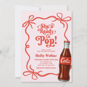 Sie ist bereit, Retro-Rot-Kola-Baby-Shower-Schleif Einladung