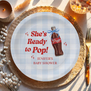 Sie ist bereit, Soda-Baby-Shower zu knallen Pappteller