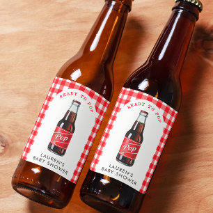 Sie ist bereit, Soda Kariert Red Baby Shower Pop z Bierflaschenetikett