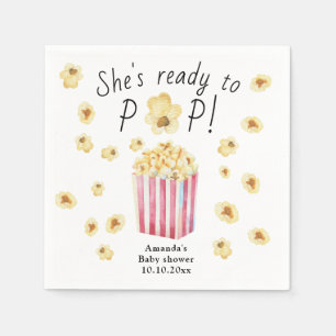 Sie ist bereit, Wasserfarben-Popcorn-Baby-Party pl Serviette