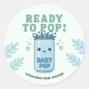 Sie ist bereit zu platzen Baby Shower Blau Boho Ka Runder Aufkleber