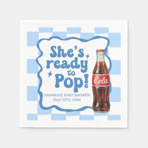 Sie ist bereit zu platzen Baby Shower Blaue Servie Serviette