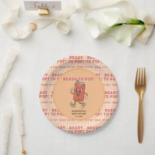 Sie ist bereit zu platzen Baby Shower Orange Gingh Pappteller