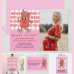 Sie ist bereit zu platzen Baby Shower Pink Gingham Einladung