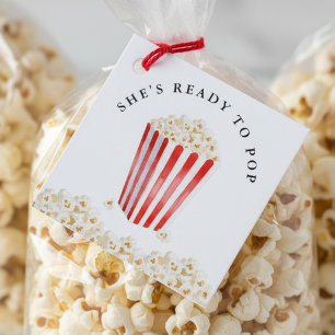 Sie ist bereit zu platzen Baby Shower Popcorn Geschenkanhänger