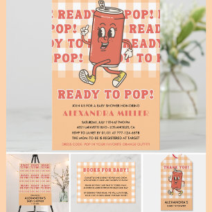 Sie ist bereit zu platzen Baby Shower Retro Orange Einladung