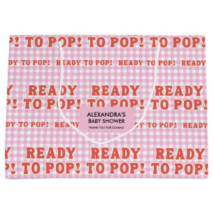 Sie ist bereit zu platzen Baby Shower Retro Rosa G Große Geschenktüte