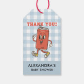 Sie ist bereit zu platzen Danke Blau Gingham Geschenkanhänger (Rückseite)