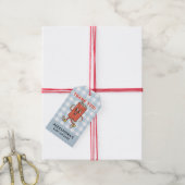Sie ist bereit zu platzen Danke Blau Gingham Geschenkanhänger (Mit Garn)