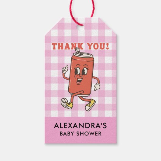 Sie ist bereit zu platzen Danke rosa Gingham Geschenkanhänger (Vorderseite)