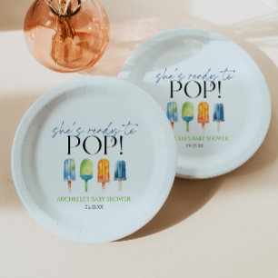 Sie ist bereit zu platzen! Popsicle-Baby-Party Pappteller
