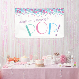 Sie ist bereit zum Pop Baby Shower Polka Dots Bann Banner