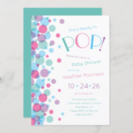 Sie ist bereit zum Pop Baby Shower Polka Dots Einladung