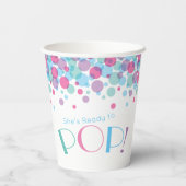 Sie ist bereit zum Pop Baby Shower Polka Dots Pappbecher (Rückseite)
