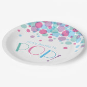 Sie ist bereit zum Pop Baby Shower Polka Dots Pappteller (Schrägansicht)