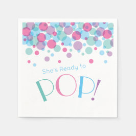 Sie ist bereit zum Pop Baby Shower Polka Dots Serviette