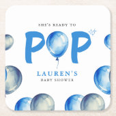 Sie ist bereit zum Pop Balloons Blue Boy Baby Dusc Rechteckiger Pappuntersetzer (Vorderseite)
