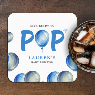 Sie ist bereit zum Pop Balloons Blue Boy Baby Dusc Rechteckiger Pappuntersetzer