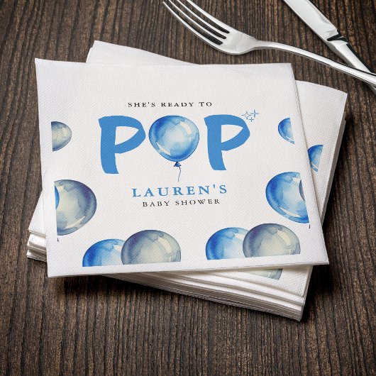 Sie ist bereit zum Pop Balloons Blue Boy Baby Dusc Serviette