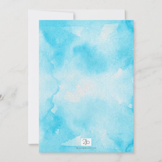 Sie ist bereit zum Pop Blue & Gold Baby Dusche Einladung (Rückseite)