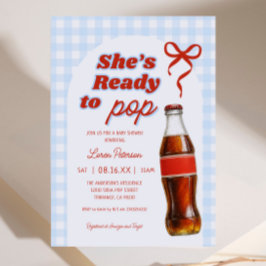 Sie ist bereit zum Pop Boy Soda Babydusche Einladung