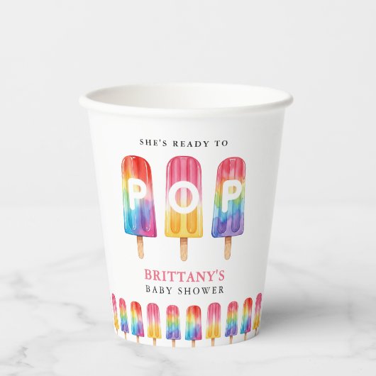 Sie ist bereit zum Pop der Kinderdusche Pappbecher (Vorderseite)