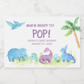 Sie ist bereit zum Pop des Weinetiketts Dinosaurie Schaumweinetikett (Einzelnes Label)