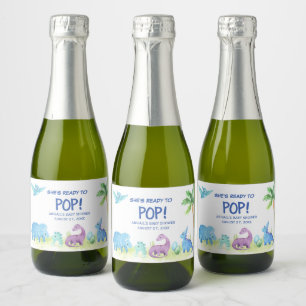 Sie ist bereit zum Pop Dinosaurier Mini Sparkling  Schaumweinetikett