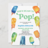 Sie ist bereit zum Pop einer Blue Popsicle Baby Du Einladung (Vorderseite)