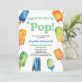 Sie ist bereit zum Pop einer Blue Popsicle Baby Du Einladung (Stehend Vorderseite)