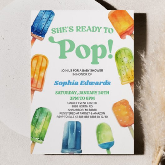 Sie ist bereit zum Pop einer Blue Popsicle Baby Du Einladung