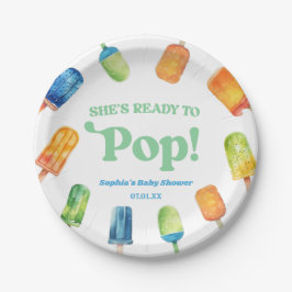 Sie ist bereit zum Pop einer Blue Popsicle Baby Du Pappteller