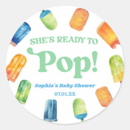 Sie ist bereit zum Pop einer Blue Popsicle Baby Du Runder Aufkleber