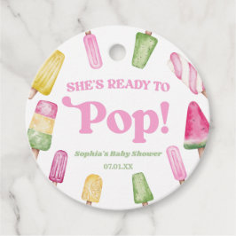 Sie ist bereit zum Pop einer rosa Kinderdusche Geschenkanhänger